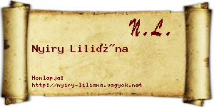 Nyiry Liliána névjegykártya